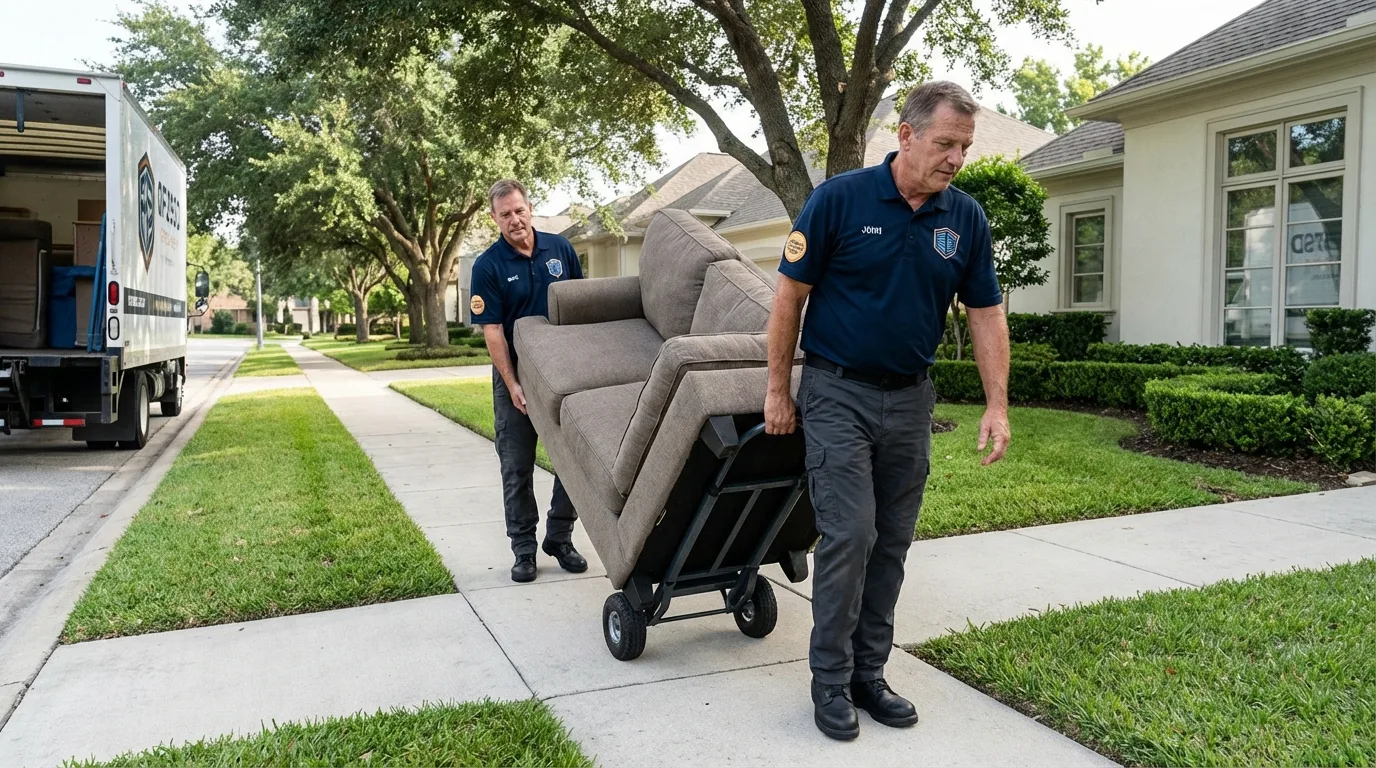 Local residential moving crew loading furniture in Gibson City, IL